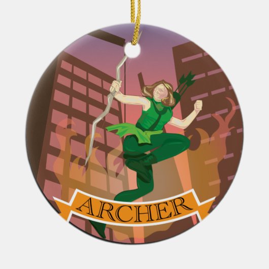 Vrouw Archer Illustration Ornament (Voorkant)