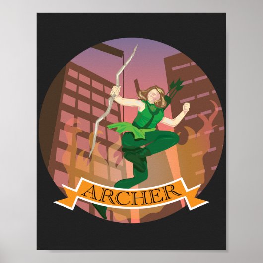 Vrouw Archer Illustration Poster (Voorkant)