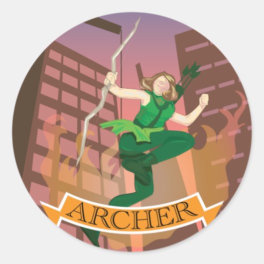 Vrouw Archer Illustration Sticker (Voorkant)