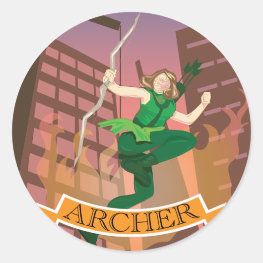 Vrouw Archer Illustration Sticker (Voorkant)