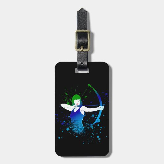 Vrouw Archer Paint Splash Bagagelabel (Voorkant verticaal)