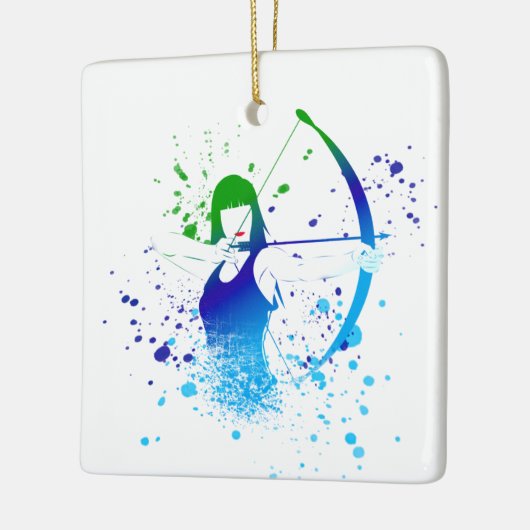 Vrouw Archer Paint Splash Keramisch Ornament (Links)