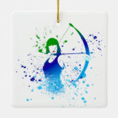 Vrouw Archer Paint Splash Keramisch Ornament (Achterkant)