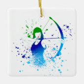 Vrouw Archer Paint Splash Keramisch Ornament (Voorkant)
