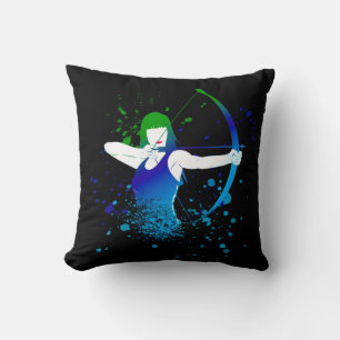 Vrouw Archer Paint Splash Kussen