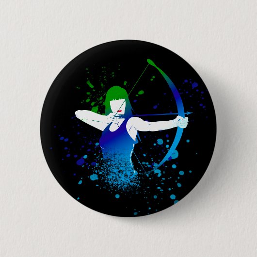 Vrouw Archer Paint Splash Ronde Button 5,7 Cm (Voorkant)
