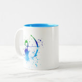 Vrouw Archer Paint Splash Tweekleurige Koffiemok (Voorkant links)