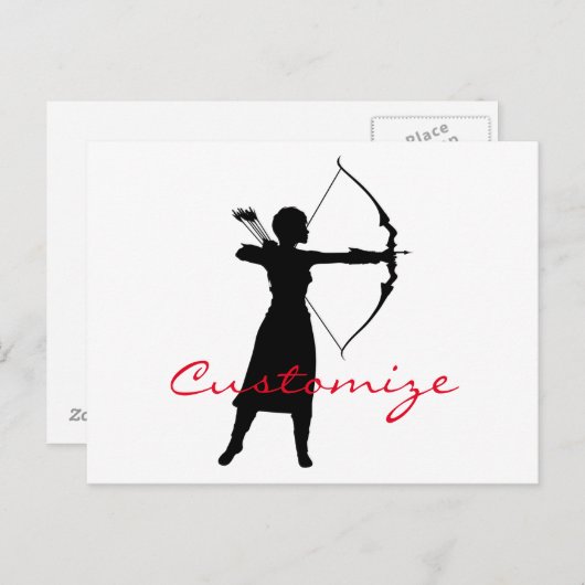 Vrouw Archer Silhouette Thunder_Cove Briefkaart (Voorkant / Achterkant)