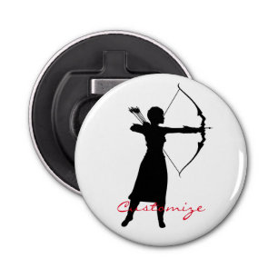 Vrouw Archer Silhouette Thunder_Cove Button Flesopener
