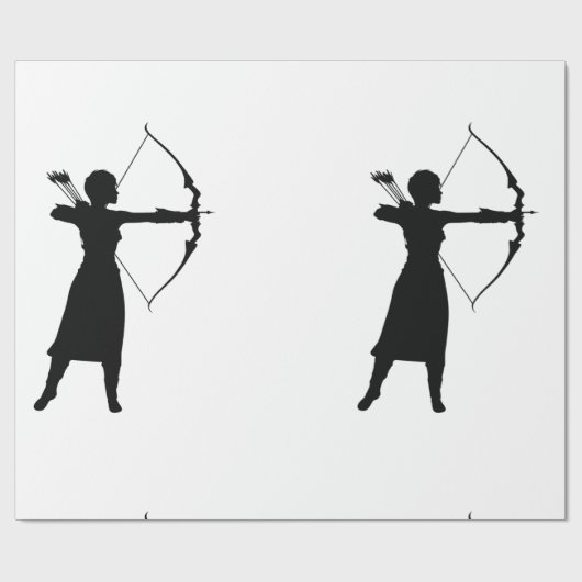 Vrouw Archer Silhouette Thunder_Cove Cadeaupapier (Vlak)