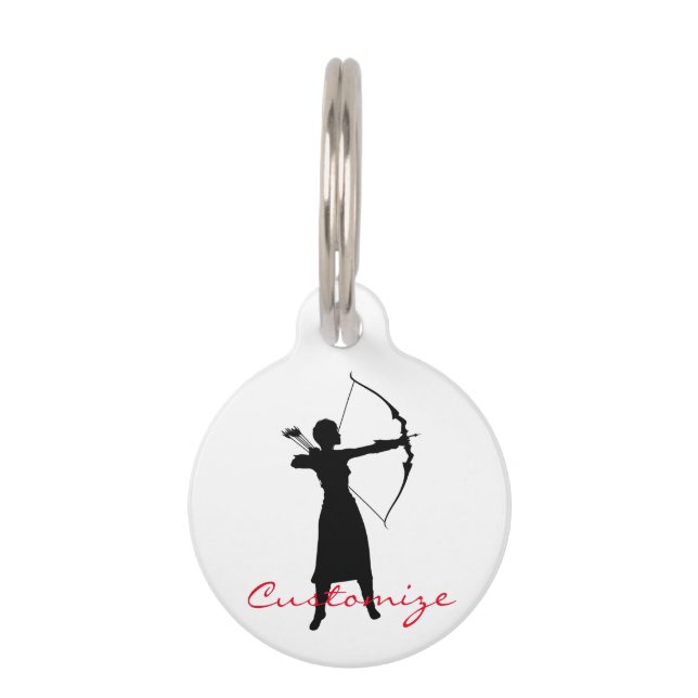 Vrouw Archer Silhouette Thunder_Cove Huisdierpenning (Achterkant)