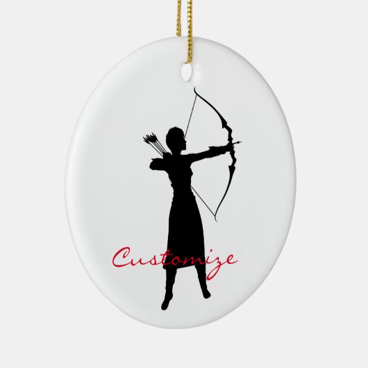 Vrouw Archer Silhouette Thunder_Cove Keramisch Ornament (Rechts)
