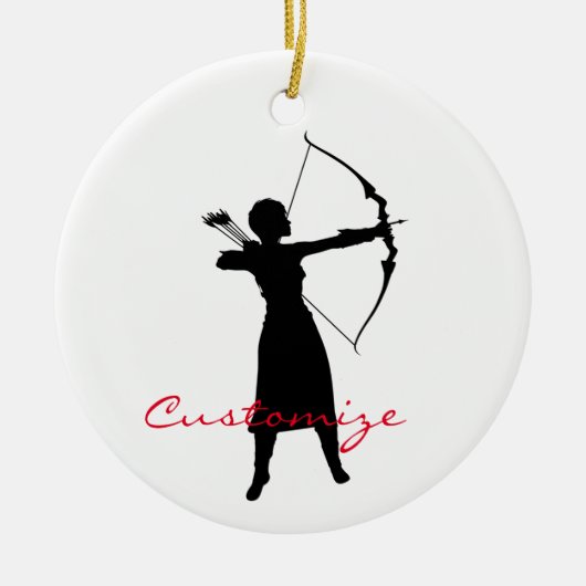 Vrouw Archer Silhouette Thunder_Cove Keramisch Ornament (Voorkant)