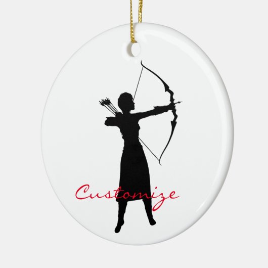 Vrouw Archer Silhouette Thunder_Cove Keramisch Ornament (Links)