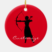 Vrouw Archer Silhouette Thunder_Cove Keramisch Ornament (Achterkant)
