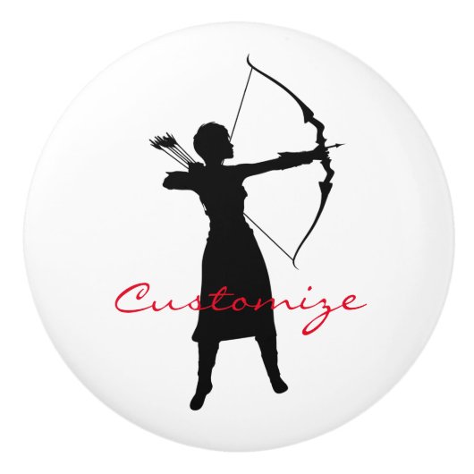 Vrouw Archer Silhouette Thunder_Cove Keramische Knop (Voorkant)