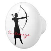 Vrouw Archer Silhouette Thunder_Cove Keramische Knop (Rechts)