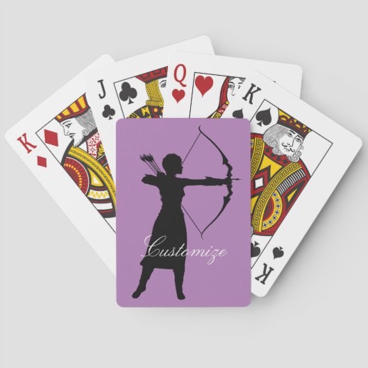 Vrouw Archer Silhouette Thunder_Cove Pokerkaarten (Achterkant)