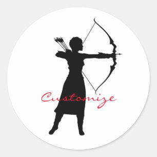 Vrouw Archer Silhouette Thunder_Cove Ronde Sticker