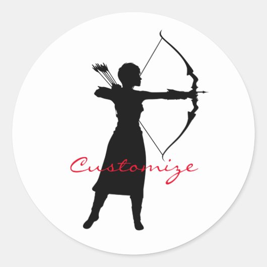 Vrouw Archer Silhouette Thunder_Cove Ronde Sticker (Voorkant)