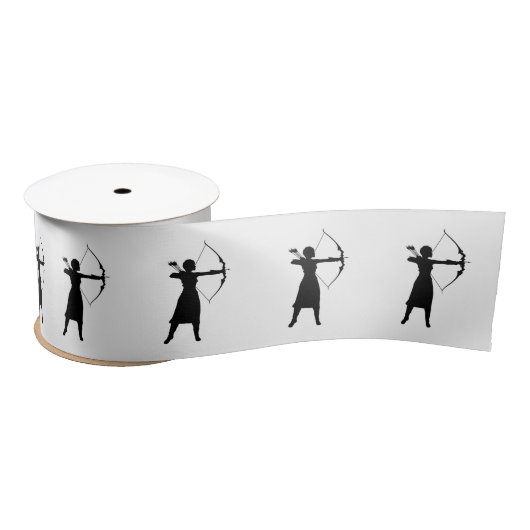 Vrouw Archer Silhouette Thunder_Cove Satijnen Lint (Spoel)