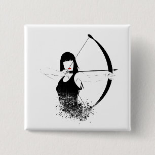 Vrouw Archer Vierkante Button 5,1 Cm
