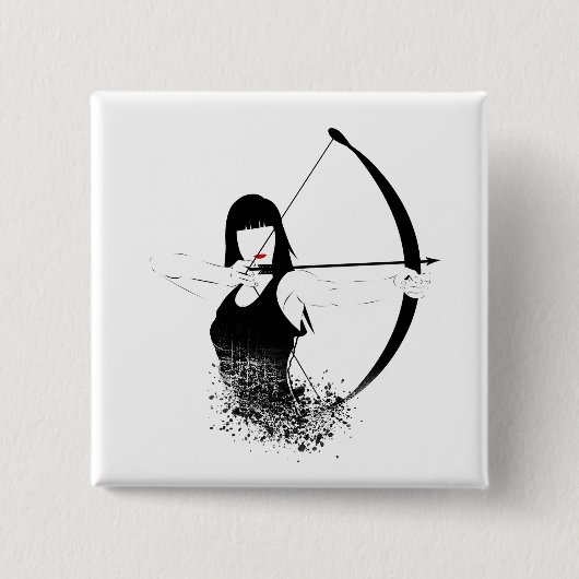 Vrouw Archer Vierkante Button 5,1 Cm (Voorkant)
