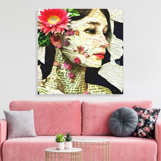 vrouw Art Collage Canvas Afdruk (Insitu (Woonkamer))