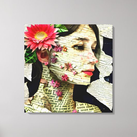 vrouw Art Collage Canvas Afdruk (Voorkant)