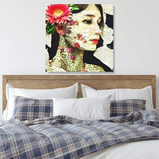 vrouw Art Collage Canvas Afdruk (Insitu (Slaapkamer))