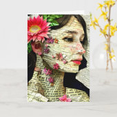  vrouw Art Collage | Over jou nadenken Kaart (Gele Bloem)