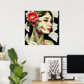  vrouw Art Collage Poster (Thuiskantoor)