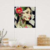  vrouw Art Collage Poster (Keuken)