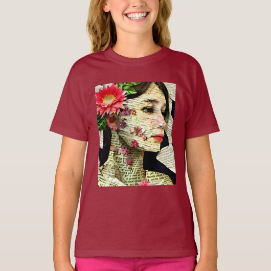 vrouw Art Collage T-shirt (Voorkant)