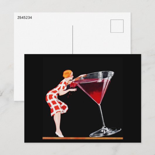 Vrouw Art Deco Cocktail Retro  stijl Briefkaart (Voorkant / Achterkant)