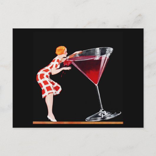 Vrouw Art Deco Cocktail Retro stijl Briefkaart (Voorkant)