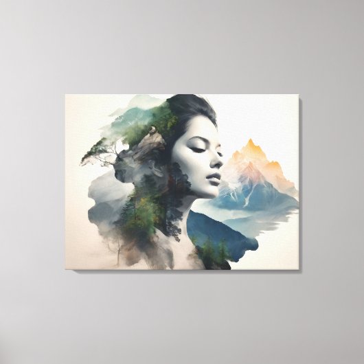 Vrouw art dubbele belichting canvas afdruk (Voorkant)