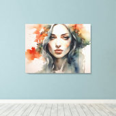 Vrouw art dubbele belichting canvas afdruk (Insitu (Houten vloer))