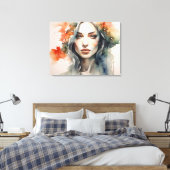 Vrouw art dubbele belichting canvas afdruk (Insitu (Slaapkamer))