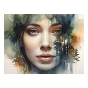 Vrouw art dubbele belichting foto afdruk