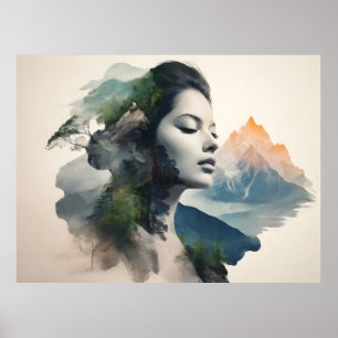 Vrouw art dubbele belichting poster