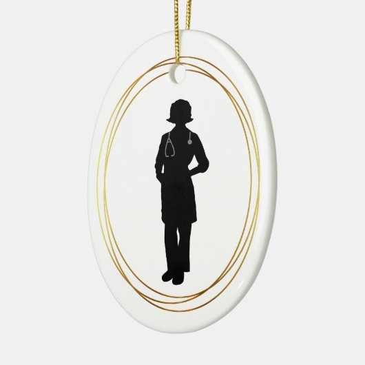 Vrouw arts Silhouette Kerstannament Keramisch Ornament (Links)