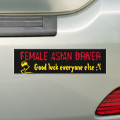 VROUW ASIAN DRIVER BUMPERSTICKER (Op auto)