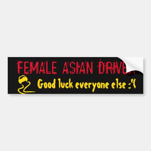 VROUW ASIAN DRIVER BUMPERSTICKER (Voorkant)