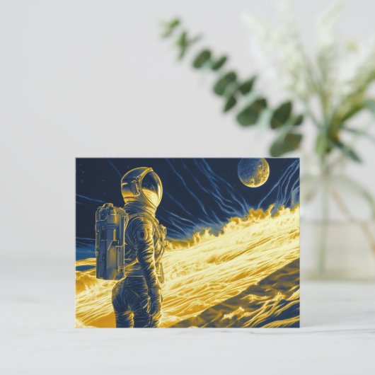 Vrouw Astronaut Briefkaart (Staand voorkant)