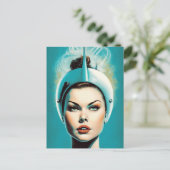 Vrouw Astronaut Briefkaart (Staand voorkant)