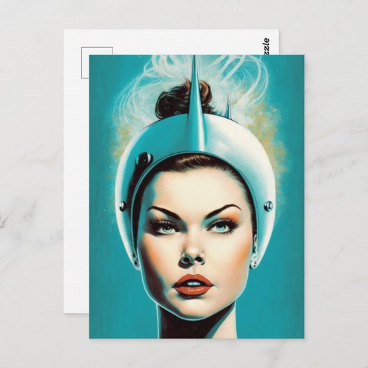  Vrouw Astronaut Briefkaart (Voorkant / Achterkant)