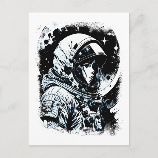 Vrouw Astronaut in de ruimte Abstracte Science fic Briefkaart (Voorkant)
