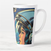 Vrouw astronaut ontmoet buitenaardse alien latte mok (Rechts)