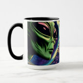 Vrouw astronaut ontmoet buitenaardse alien mok (Links)